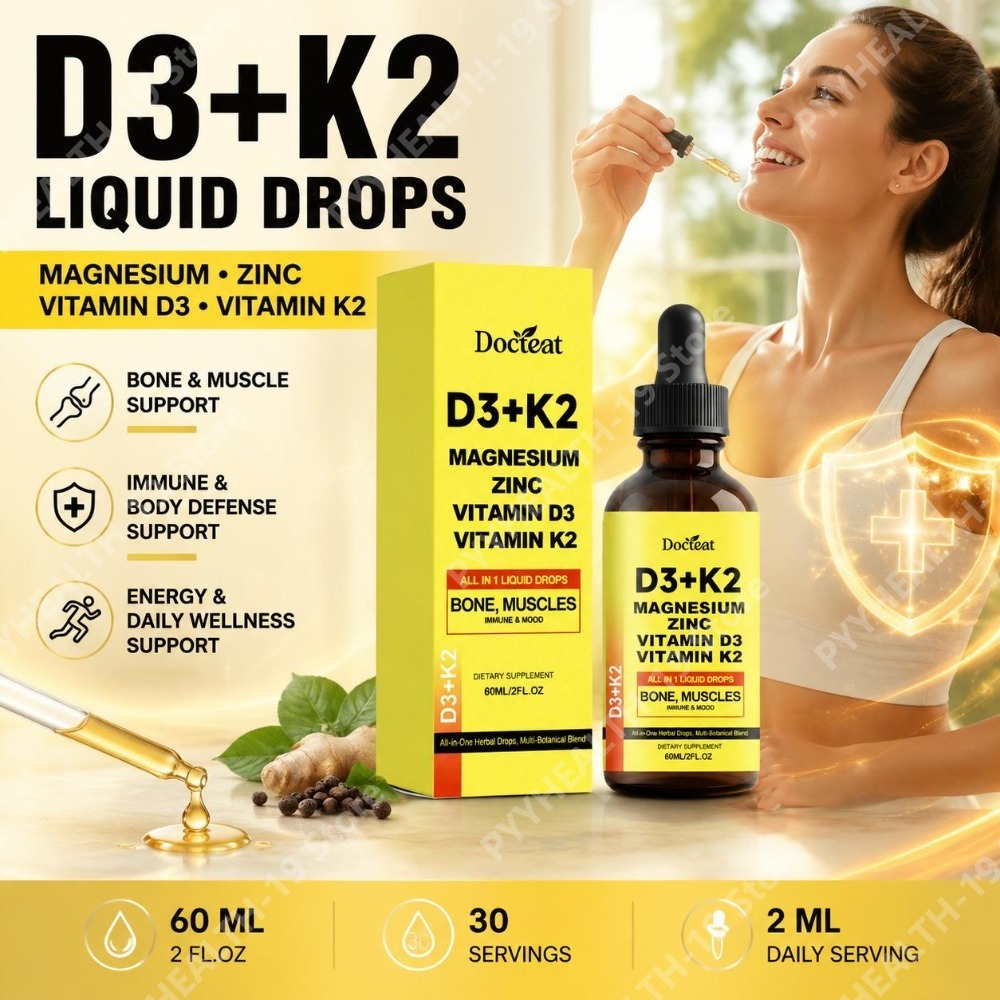 Vitamin D3 K2 Drop - Gotas Líquidas Docteat D3+K2 con Magnesio,