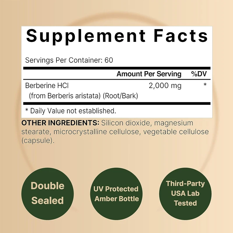 Suplemento Berberina |   60 Cá - Berberine Hcl Capsule reseña y precio